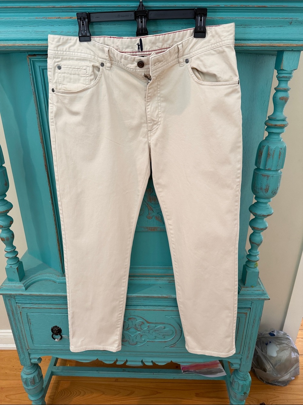 Johnnie-O 36X30 Men's Beige Slim Straight Jeans